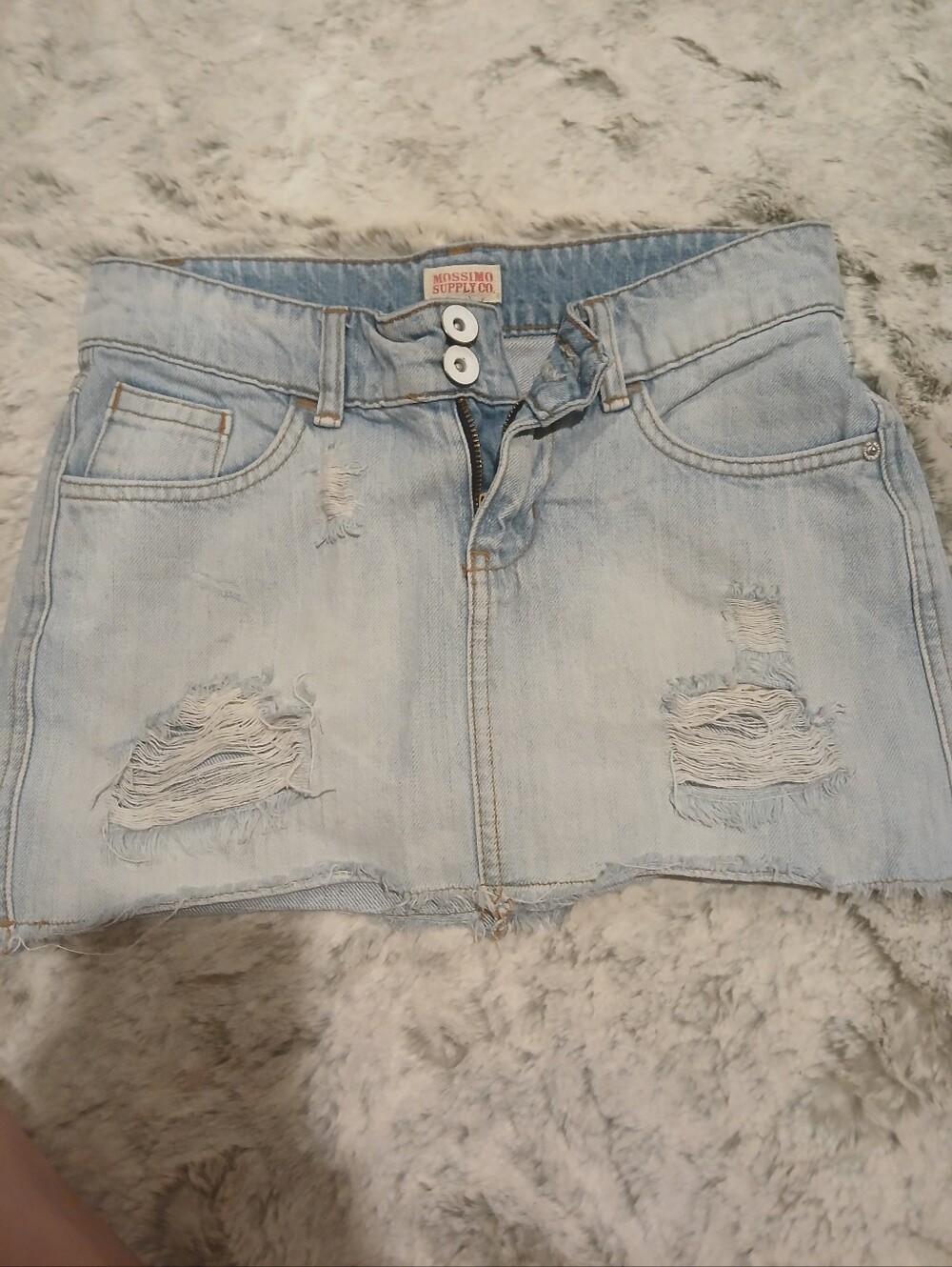 Mossimo Supply Co. Light Blue Distressed Denim Mini Skirt
